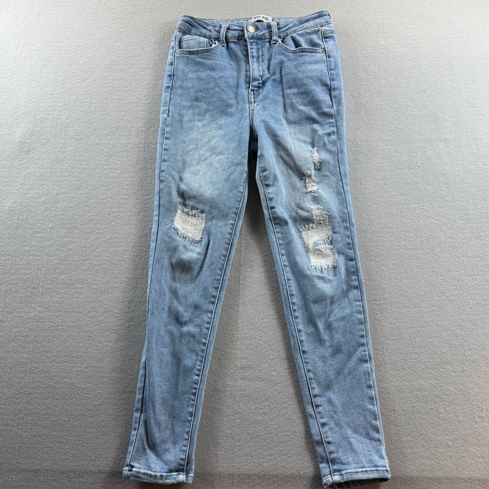 Wax Jean Distressed Skinny Jeans Women 7/28 Light Blue High Rise Denim 24x25